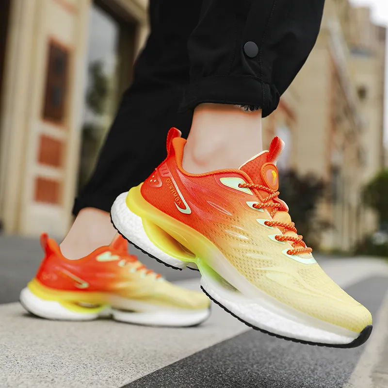 OUWENHEIMANBA Cushioning Rebound Lightweight Breathable Low-Top Popcorn TPU Outsole Running Shoes Unisex Ice Orange-8