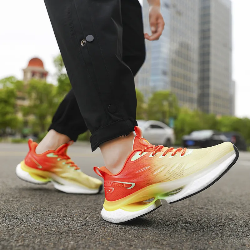 OUWENHEIMANBA Cushioning Rebound Lightweight Breathable Low-Top Popcorn TPU Outsole Running Shoes Unisex Ice Orange-4