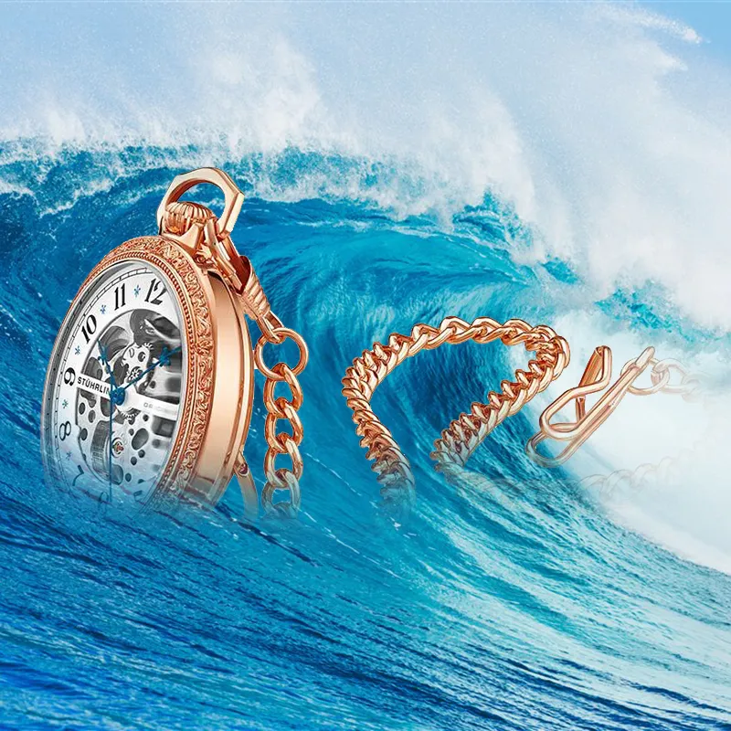 STUHRLING STUHRLING Mechanical Movement Manual Mechanical Movement Pocket Watches 48mm Unisex Rose Gold Rosegold979.04-12