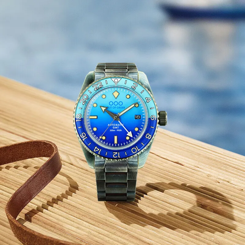 OUT OF ORDER Automatic Mechanical Movement Blue Dial Men's Watches-2