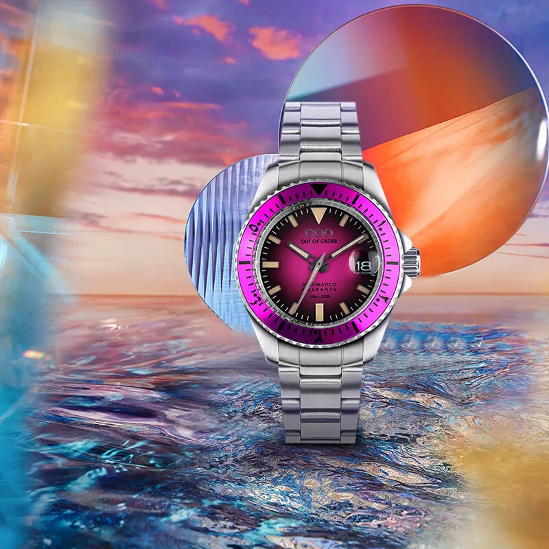 OUT OF ORDER Automatic Mechanical Movement Purple Watch Dial Men's Watches-1