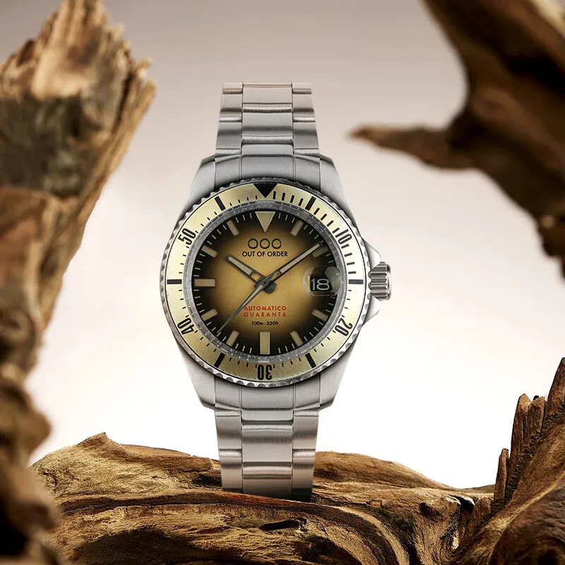 OUT OF ORDER Wrist Watch Automatic Mechanical Movement Yellow Watch Dial Men's Watches-2