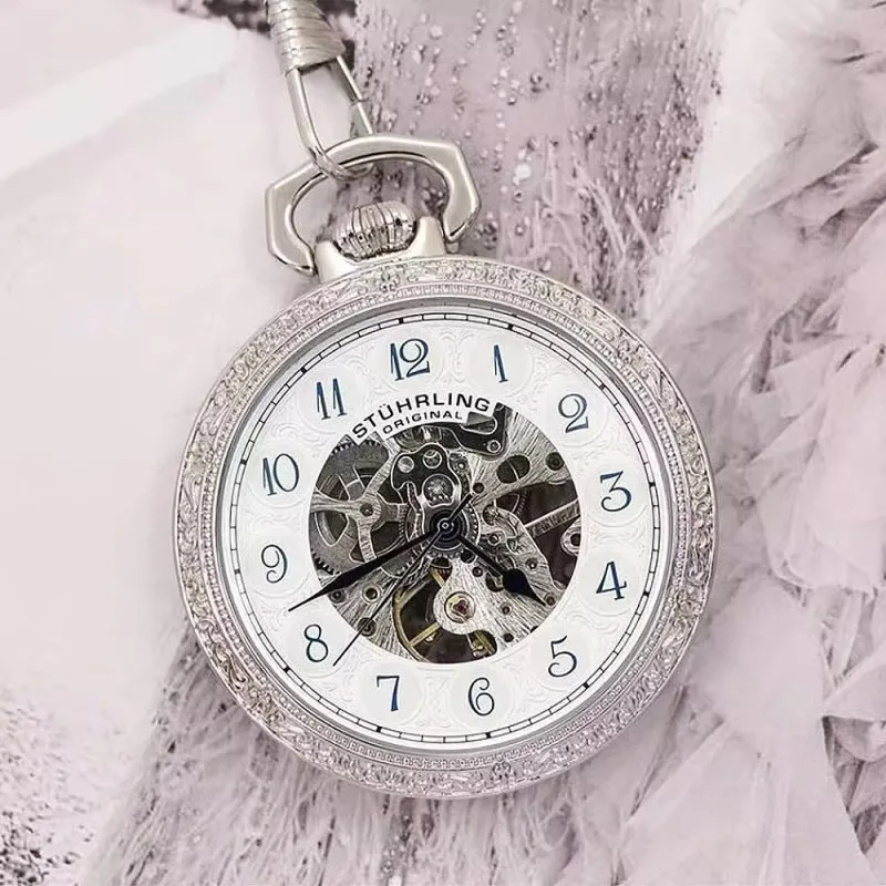 STUHRLING STUHRLING Transparent Caseback Stand Mechanical Movement Manual Mechanical Movement 48mm Unisex Silver Dial-4