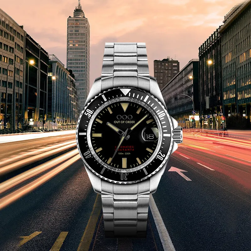 OUT OF ORDER Wrist Watch Automatic Mechanical Movement Black Dial Men's Watches-1