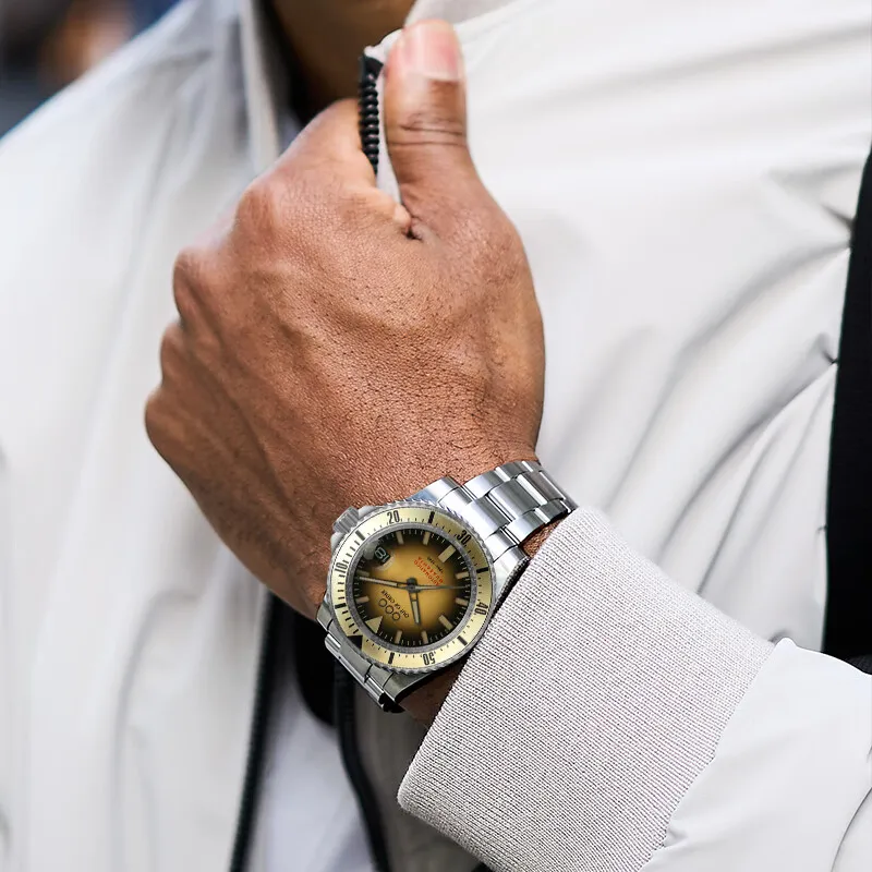 OUT OF ORDER Wrist Watch Automatic Mechanical Movement Yellow Watch Dial Men's Watches-4