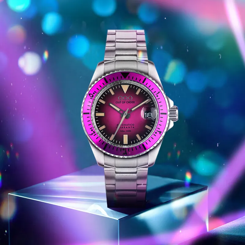 OUT OF ORDER Automatic Mechanical Movement Purple Watch Dial Men's Watches-5