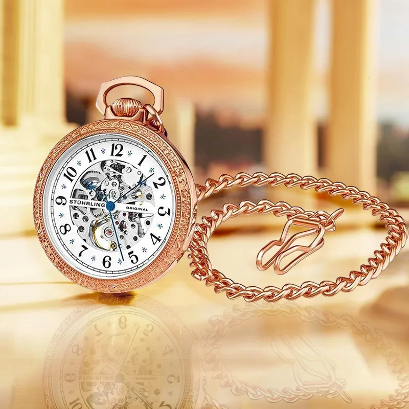 STUHRLING STUHRLING Mechanical Movement Manual Mechanical Movement Pocket Watches 48mm Unisex Rose Gold Rosegold979.04-7