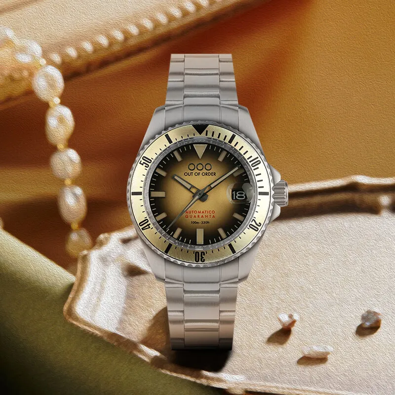 OUT OF ORDER Wrist Watch Automatic Mechanical Movement Yellow Watch Dial Men's Watches-1