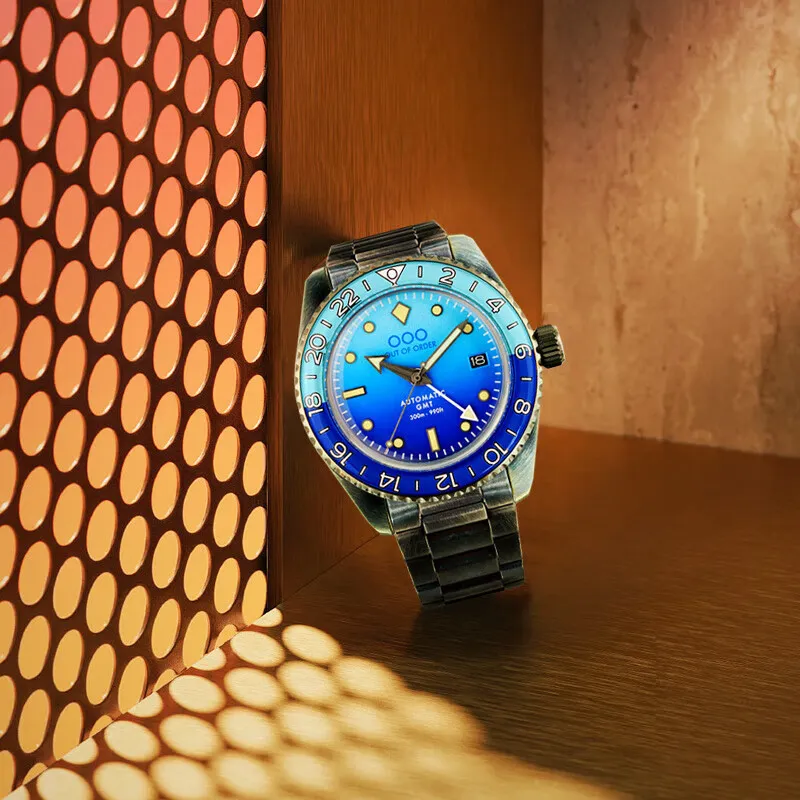 OUT OF ORDER Automatic Mechanical Movement Blue Dial Men's Watches-4