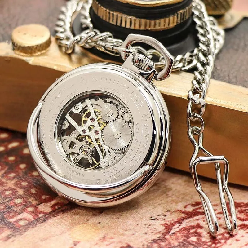 STUHRLING STUHRLING Transparent Caseback Stand Mechanical Movement Manual Mechanical Movement 48mm Unisex Silver Dial-5