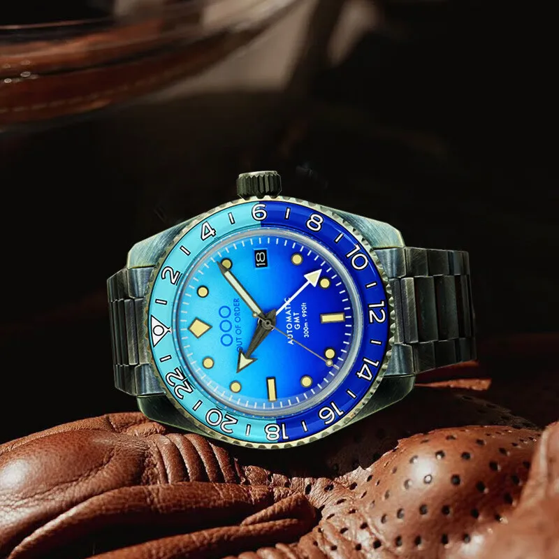 OUT OF ORDER Automatic Mechanical Movement Blue Dial Men's Watches-5