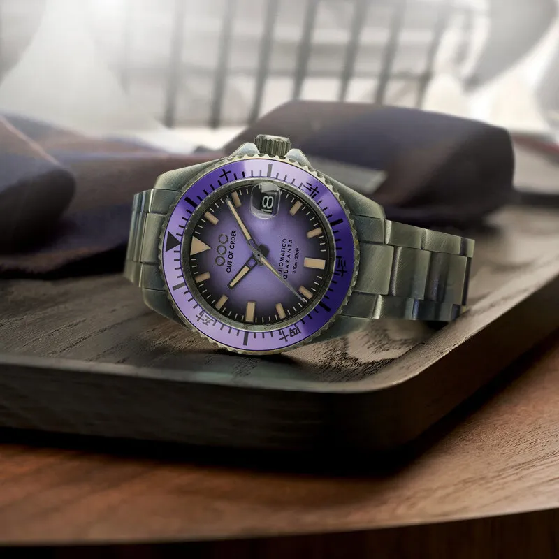 OUT OF ORDER Automatic Mechanical Movement Purple Watch Dial Men's Watches-4
