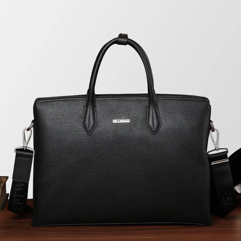 SEPTWOLVES Cow Leather Briefcase Tubas Unisex Black-2