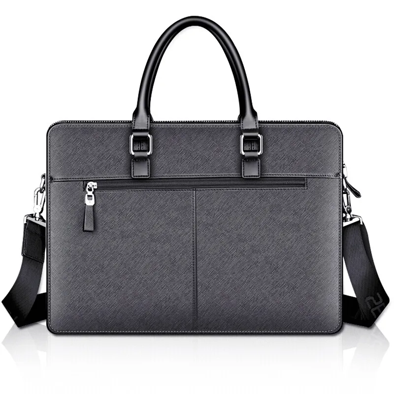 SEPTWOLVES Cow Leather Briefcase Men's Gray-3