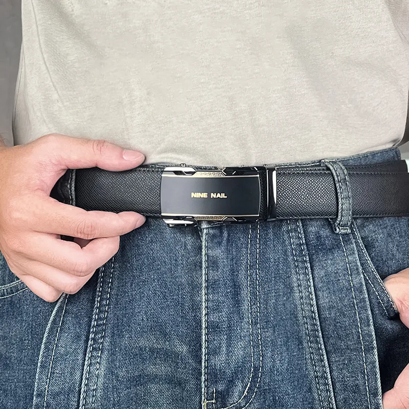 NINE NAIL Cow Leather Leather Belts Men's Width  3.5cm-4