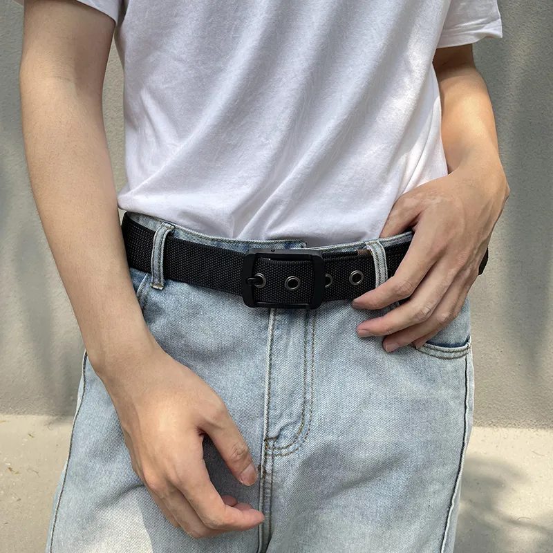 NINE NAIL 9 Section Double Sided Two Tone Pin Buckle Nylon Canvas Men's Belt Men's Width  3.5cm-9