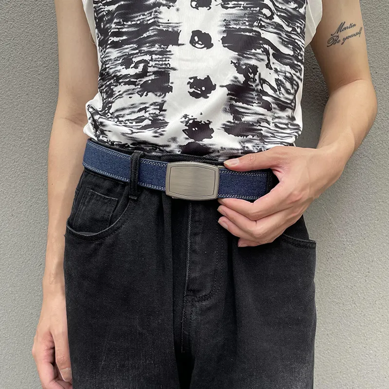 NINE NAIL Nine Section Spike Peaceful Life Buckle Denim Color Scheme Canvas Men's Belt Men's Width  3.5cm-22