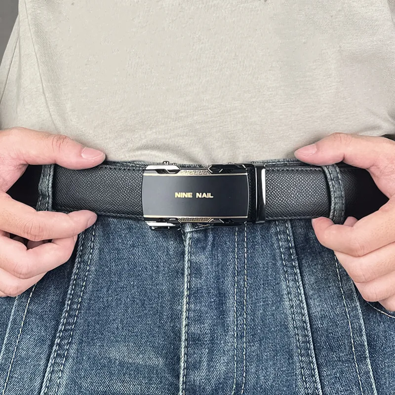 NINE NAIL Cow Leather Leather Belts Men's Width  3.5cm-6