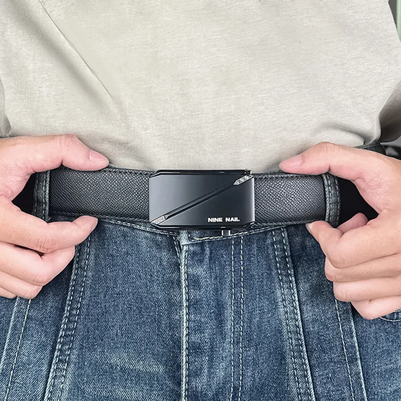 NINE NAIL Cow Leather Leather Belts Men's Width  3.5cm-5