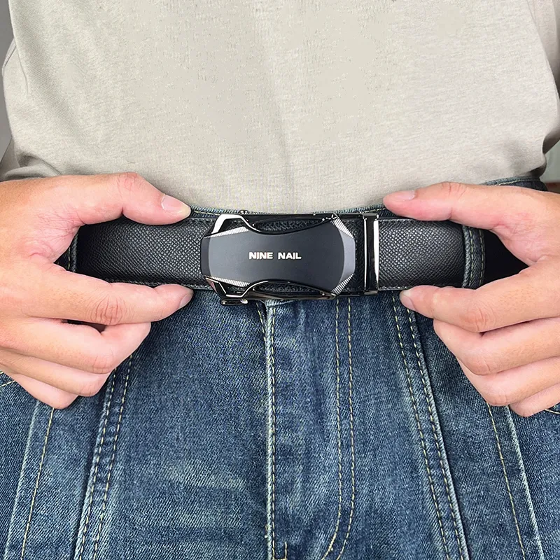 NINE NAIL Cow Leather Leather Belts Men's Width  3.5cm-4