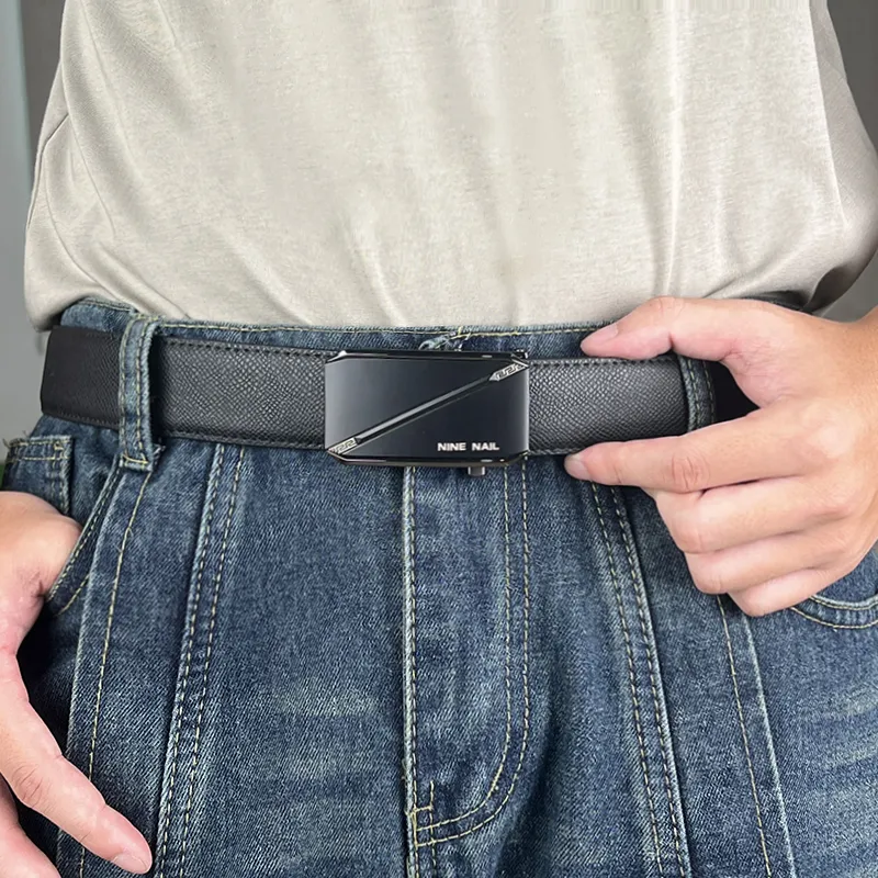 NINE NAIL Cow Leather Leather Belts Men's Width  3.5cm-7