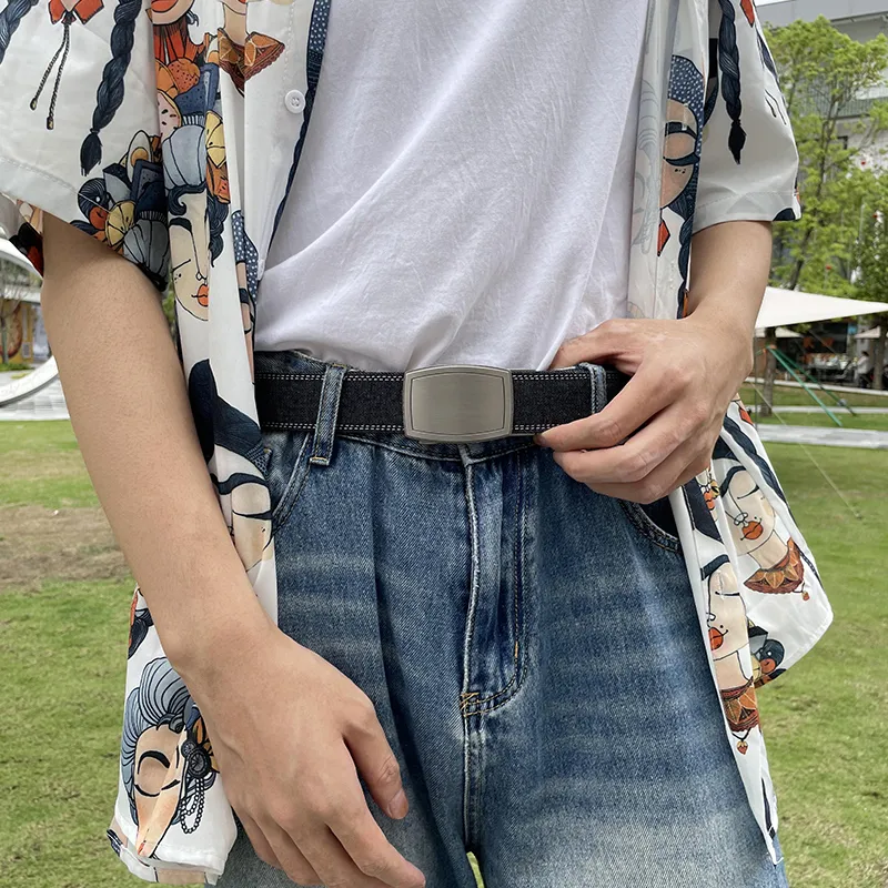 NINE NAIL Nine Section Spike Peaceful Life Buckle Denim Color Scheme Canvas Men's Belt Men's Width  3.5cm-16