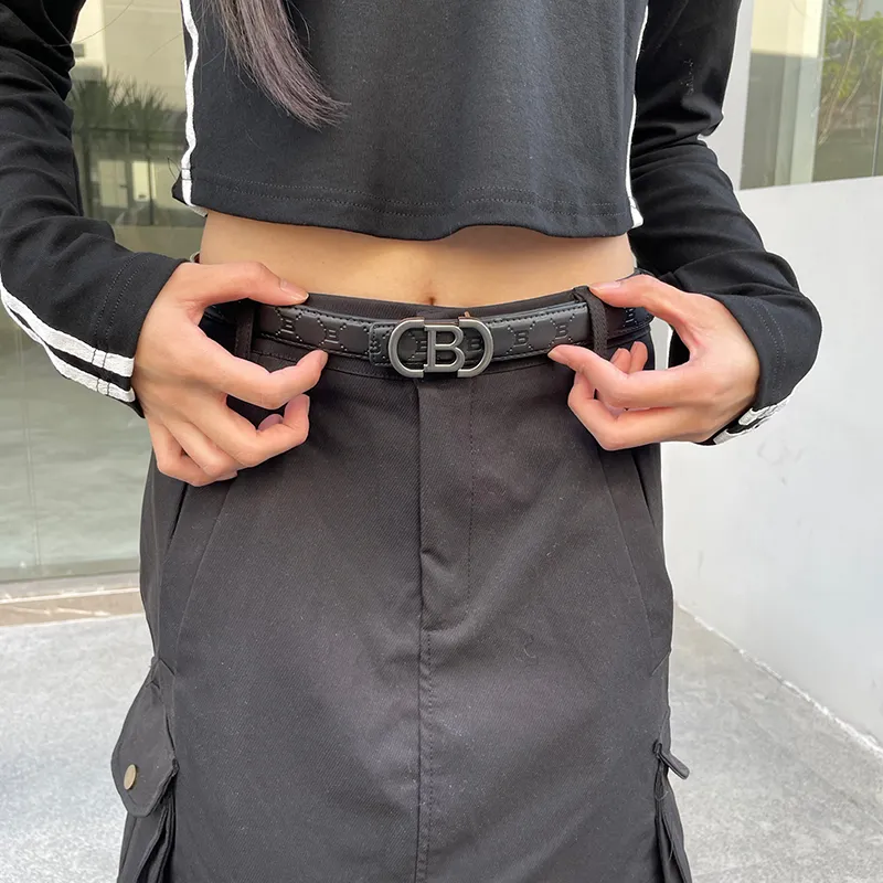 NINE NAIL Retro Trend All Over Print Monogram Plate Buckle Pvc Cow Leather Leather Belts Women's Width  2.5cm-4