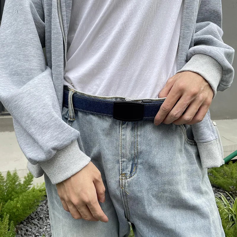 NINE NAIL Nine Section Spike Peaceful Life Buckle Denim Color Scheme Canvas Men's Belt Men's Width  3.5cm-11