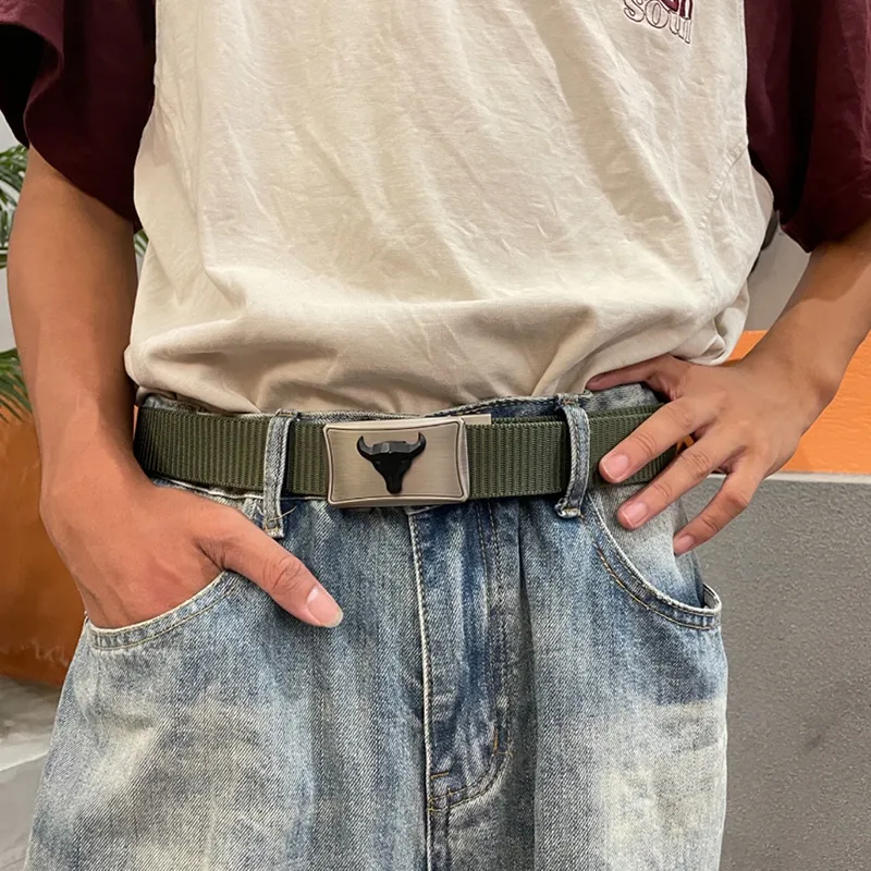 NINE NAIL Military Style Workwear Trendy And Powerful Nylon Canvas Belt Unisex Width  3.5cm-14