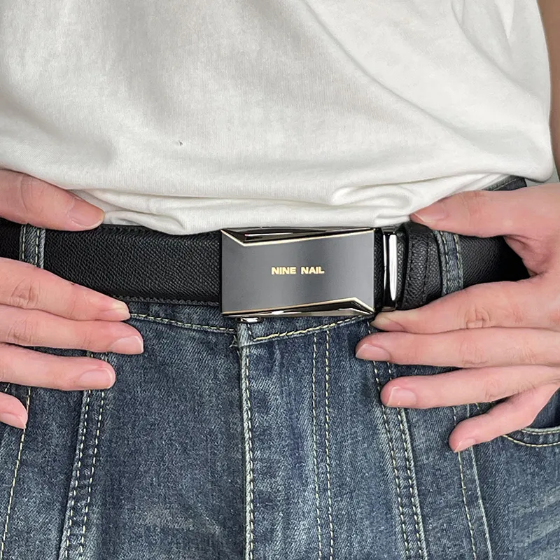 NINE NAIL Nine Section Stud Classic Youth Cow Leather Leather Belts Men's Width  3.5cm-4