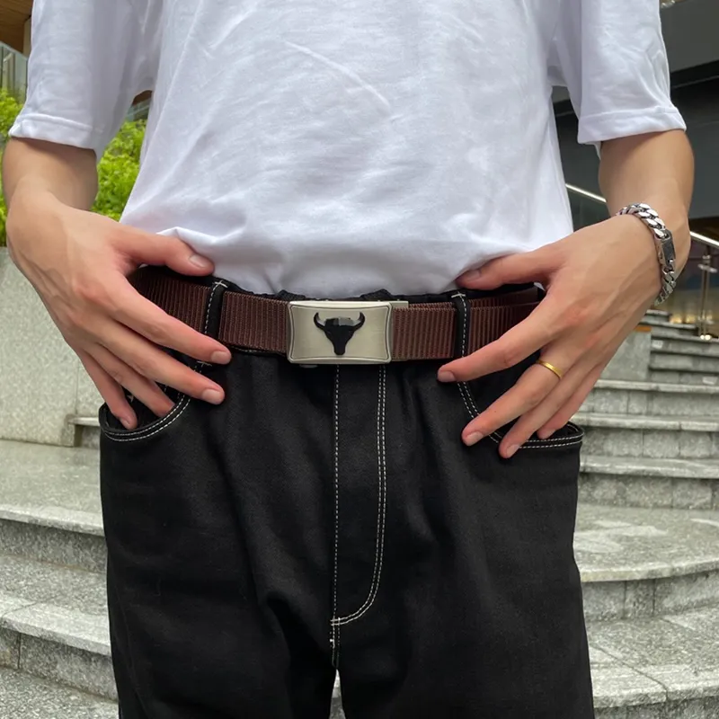 NINE NAIL Military Style Workwear Trendy And Powerful Nylon Canvas Belt Unisex Width  3.5cm-2