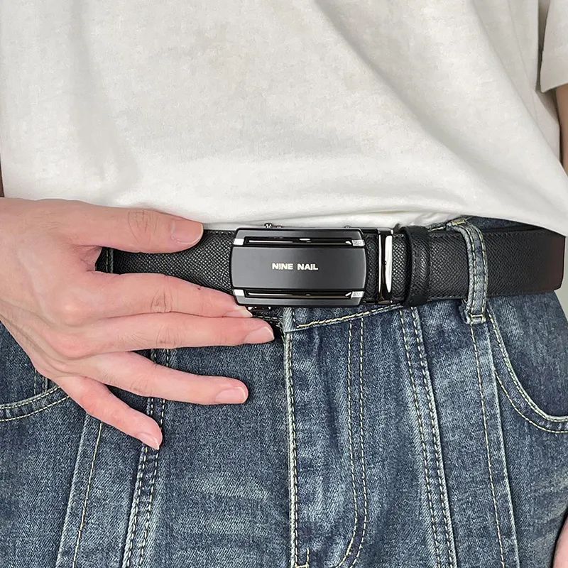 NINE NAIL Nine Section Stud Classic Cow Leather Leather Belts Men's Width  3.5cm-4