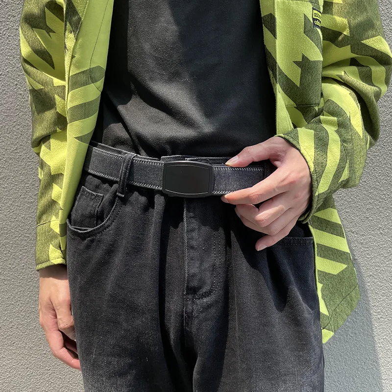 NINE NAIL Nine Section Spike Peaceful Life Buckle Denim Color Scheme Canvas Men's Belt Men's Width  3.5cm-4