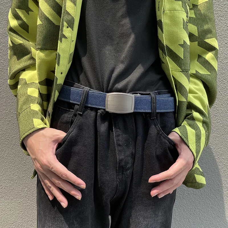 NINE NAIL Nine Section Spike Peaceful Life Buckle Denim Color Scheme Canvas Men's Belt Men's Width  3.5cm-23