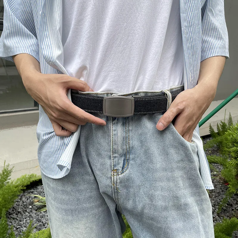 NINE NAIL Nine Section Spike Peaceful Life Buckle Denim Color Scheme Canvas Men's Belt Men's Width  3.5cm-17