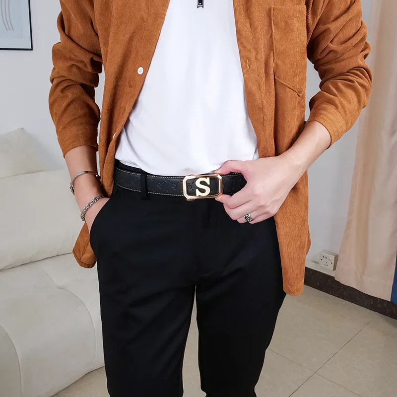 NINE NAIL Cow Leather Genuine Leather Leather Belts Men's Width  3.5cm-9