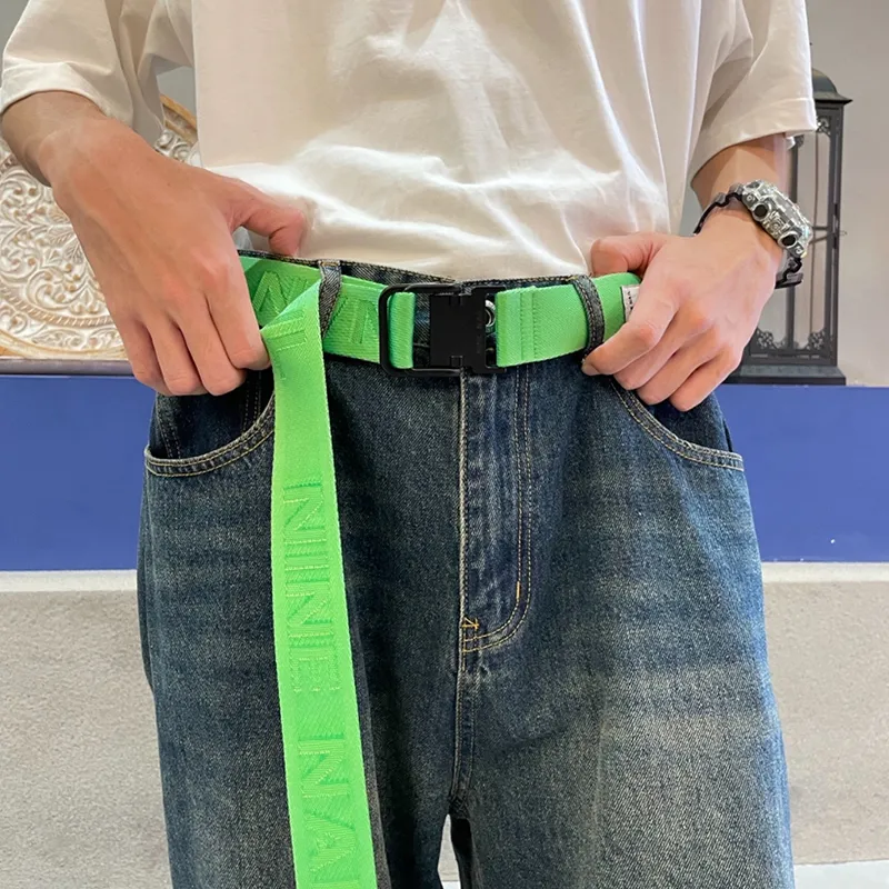 NINE NAIL Double Ring Buckle Nylon Canvas Belts Unisex Width 3.7cm-21