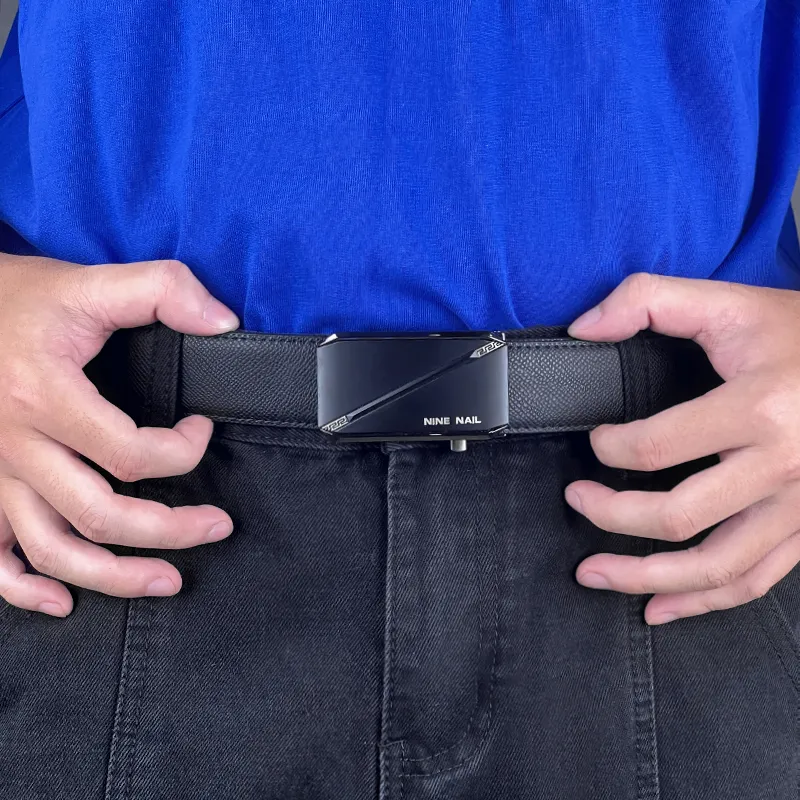 NINE NAIL Cow Leather Leather Belts Men's Width  3.5cm-4