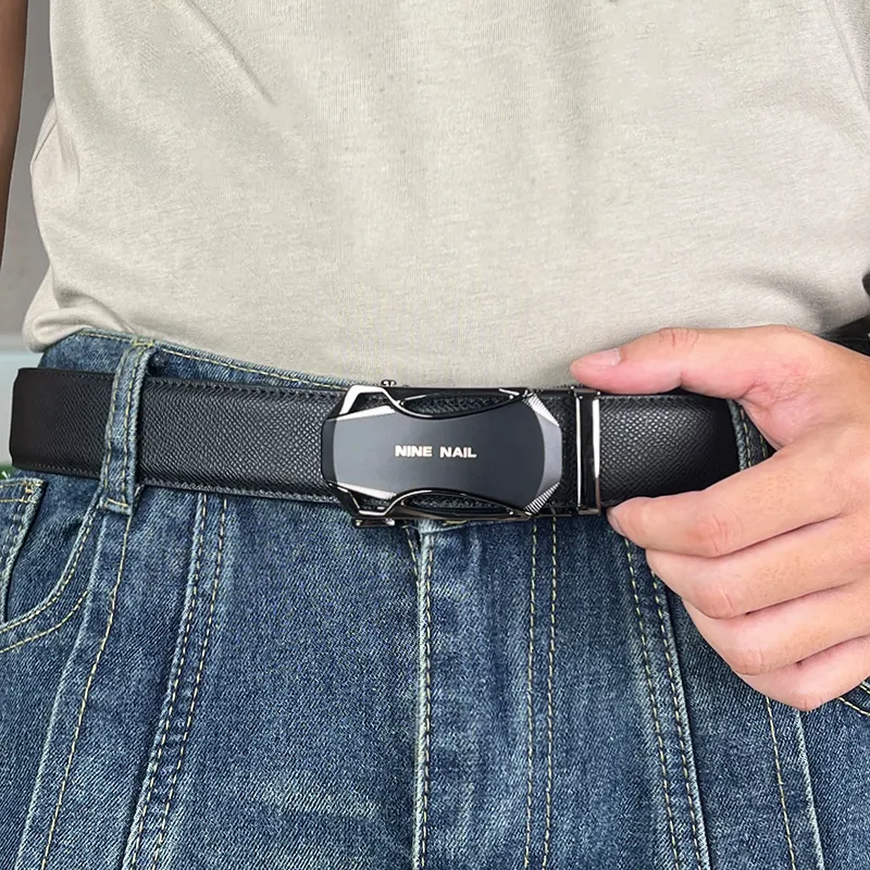 NINE NAIL Cow Leather Leather Belts Men's Width  3.5cm-5