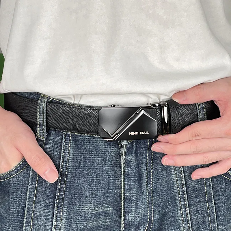 NINE NAIL Nine Section Stud Classic Cow Leather Leather Belts Men's Width  3.5cm-4