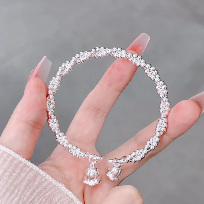 HAOYINFANG 999 Fine Silver Bangles Women's-3