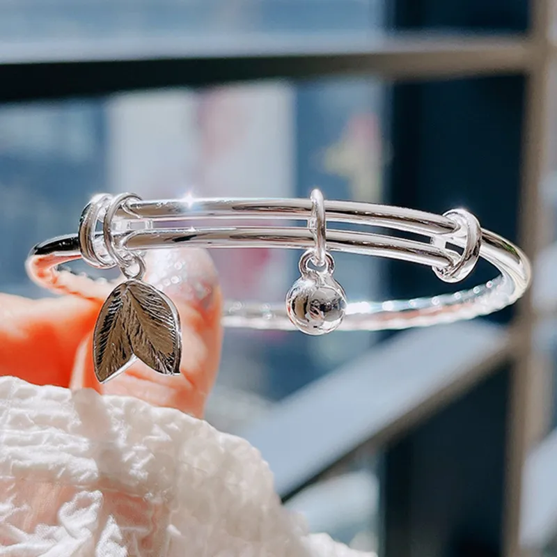 HAOYINFANG 999 Fine Silver Bangles Women's-3