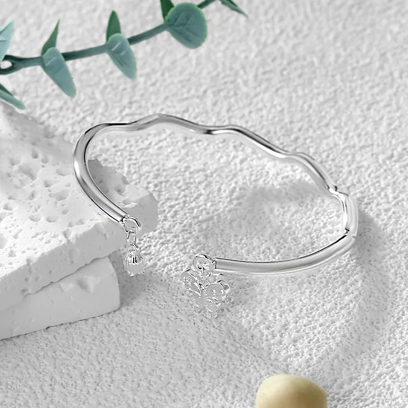 HAOYINFANG 999 Fine Silver Sterling Silver Bracelets Women's-1