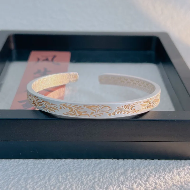 HAOYINFANG 999 Fine Silver Bangles Unisex-4