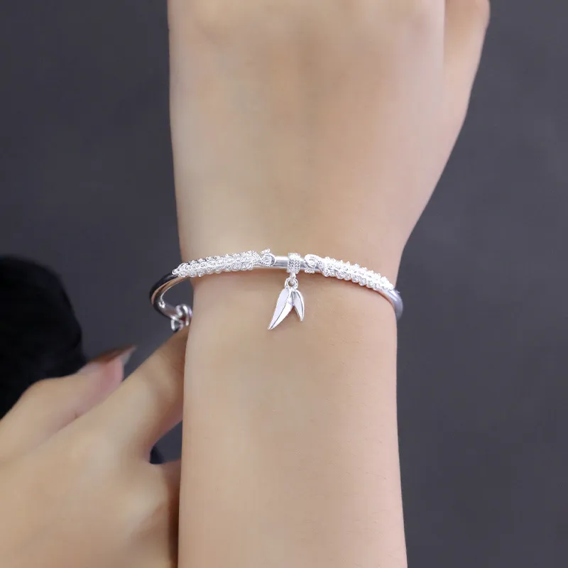 HAOYINFANG 999 Fine Silver Sterling Silver Bracelets Women's-5