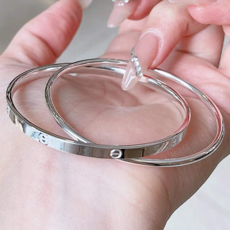 HAOYINFANG Pure Silver 999 Sterling Silver Bangles Women's-2