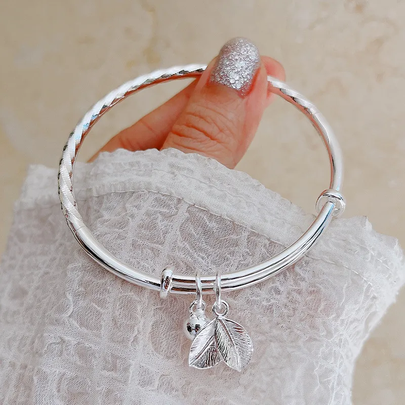 HAOYINFANG 999 Fine Silver Bangles Women's-4