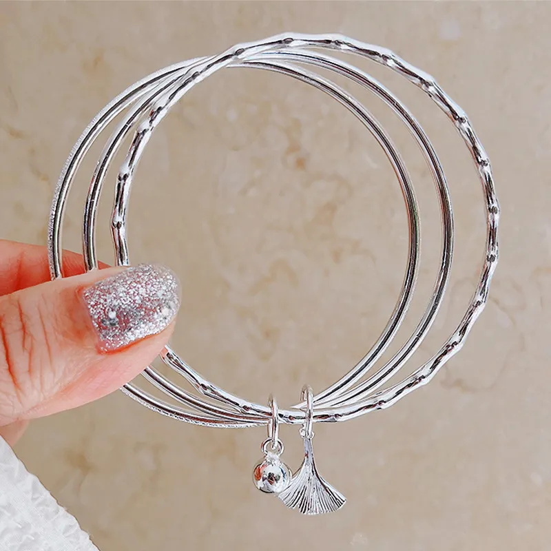 HAOYINFANG 999 Fine Silver Bangles Women's-3