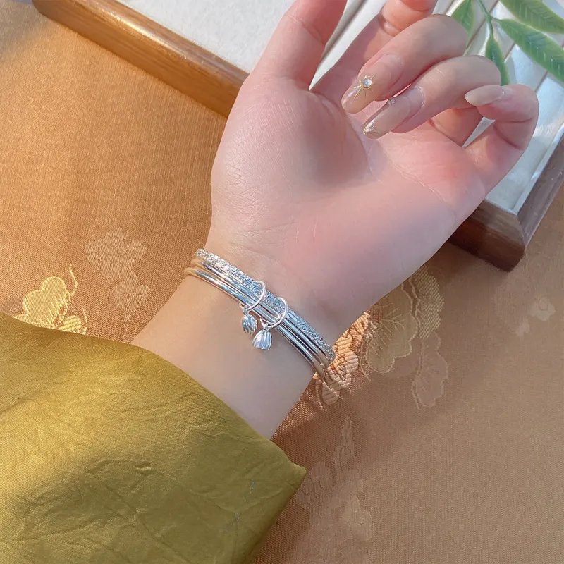 HAOYINFANG 999 Fine Silver Sterling Silver Bracelets Women's-3