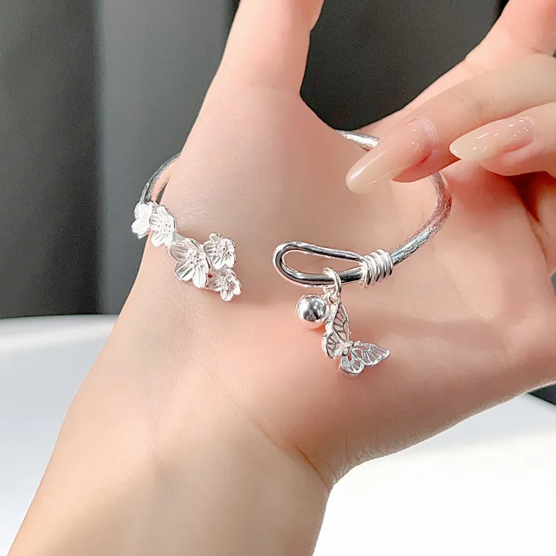 HAOYINFANG 999 Fine Silver Bangles Women's-3